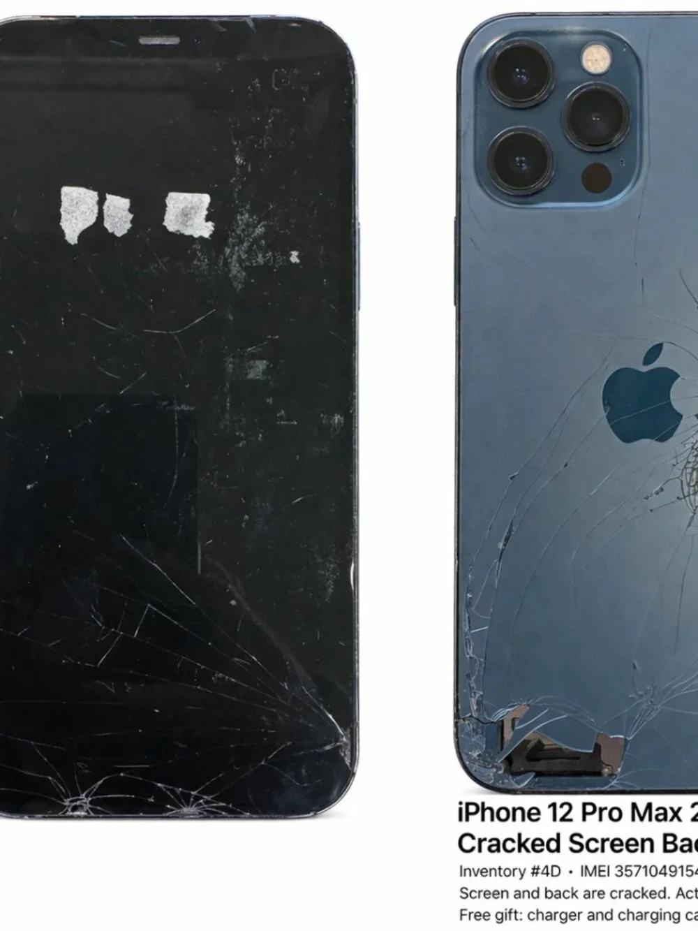 iPhone 12 Pro Max 256GB Blue, Cracked Screen Back, 4 D